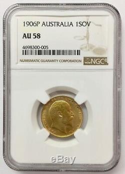 1906P Australia Gold Sovereign NGC AU58