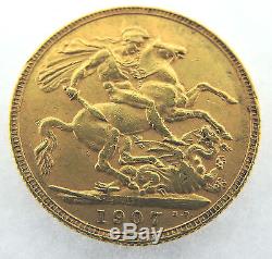 1907 P Australian Full Sovereign Edward VII Perth Gold Coin
