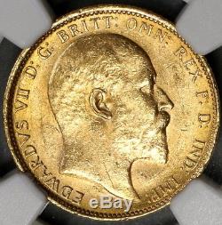 1909S NGC AU 58 AUSTRALIA Gold Sovereign Edward VII Sydney Mint Coin (18013001C)
