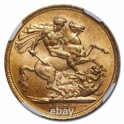 1909-M Australia Gold Sovereign Edward VII MS-60 NGC SKU#258590