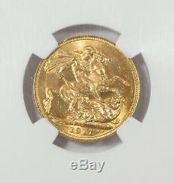 1911-S AUSTRALIA King George V St. George GOLD Sovereign NGC MS 63