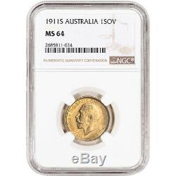1911 S Australia Gold Sovereign NGC MS64