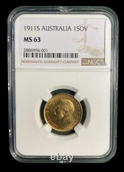 1911 S Australia Sovereign King George V NGC-graded MS63 Better in Hand
