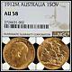 1912m Australia Gold Sovereign Ngc Au 58 About Uncirculated Coin