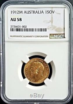 1912M Australia Gold Sovereign NGC AU 58 About Uncirculated Coin
