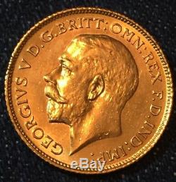 1912 S King George V 1/2 Gold Sovereign. Unc. Scarce 400 K Minted. Sydney
