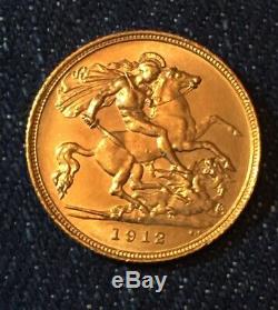 1912 S King George V 1/2 Gold Sovereign. Unc. Scarce 400 K Minted. Sydney
