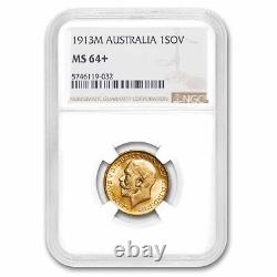 1913-M Australia Gold Sovereign George V MS-64+ NGC SKU#258588