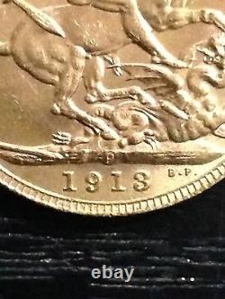 1913'P' Full Sovereign St George Reverse George V Gold coin Perth HIGH GRADE