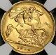 1914-s Ngc Ms 62 Australia Gold 1/2 Sovereign Britain Empire Coin (18051601c)