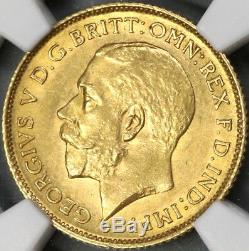1914-S NGC MS 62 Australia Gold 1/2 Sovereign Britain Empire Coin (18051601C)