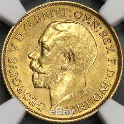 1914-S NGC MS 62 Australia Gold 1/2 Sovereign Britain Empire Coin (18051601C)