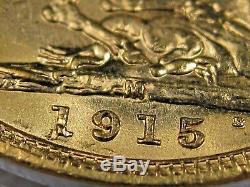 1915-M Full GOLD SOVEREIGN Melbourne Mint, Australia Coin. AGW. 2355 troy oz #23