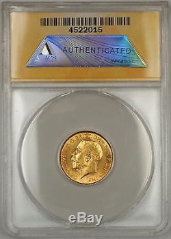 1915-S Australia 1/2 Half Sovereign Gold Coin ANACS MS-62