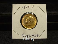 1917-p Australia Gold Full Sovereign Choice Uncirculated! Perth Mint