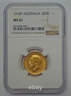1918 P AUSTRALIA 1 GOLD Sovereign NGC MS61