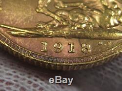 1918-P Full GOLD SOVEREIGN Perth Mint, Australia Coin. AGW. 2355 troy oz. #16
