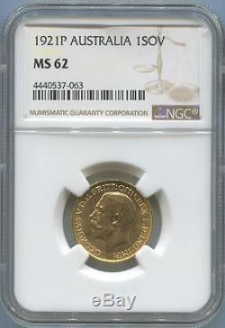 1921 P Australia Gold Sovereign, NGC MS62