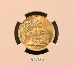 1925 Australia Gold 1 Sovereign George V Ngc Ms 62 Beautiful Luster Bright Coin