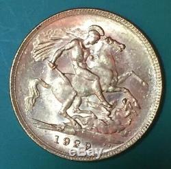 1929 P UNC King George Australia Gold Sovereign. 2354 oz. 7.99 Grams- Scarce