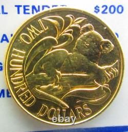 1980 Australia Koala $200 Gold BU Coin 10g 22ct in folder
