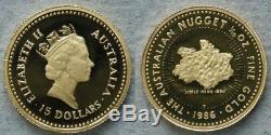 1986 AUSTRALIAN $15 NUGGET GOLD COIN 1/10 OZ. 9999 Genuine Great Gift