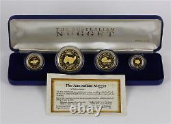 1986 Australia $15-$100 Nugget 4 Coin (1.85 oz). 9999 Gold Proof Set with COA