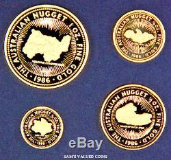1986 Australia The Australian Nugget First Proof Issue 4 Gold Coin Set + Coa