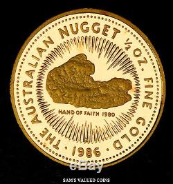 1986 Australia The Australian Nugget First Proof Issue 4 Gold Coin Set + Coa