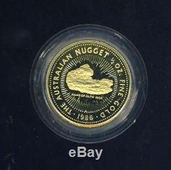 1986 Australian $50 Half Ounce Gold Nugget Proof Coin Hand of Faith