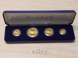 1986 Australian Gold Proof Nugget 4 Coin Set 15, 25, 50, 100 Dollar. 999 Fine