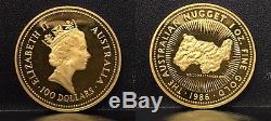 1986 Proof Gem BU encased 1 oz Gold Australian Nugget Coin & Queen Elizabeth II