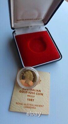 1987 AUSTRALIAN PROOF $200 COIN, Sir Arthur Philip, Embarkation22K GOLD RARE