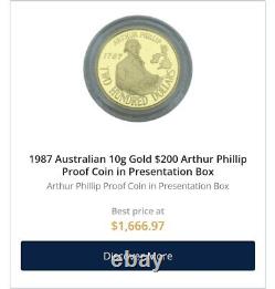 1987 AUSTRALIAN PROOF $200 COIN, Sir Arthur Philip, Embarkation22K GOLD RARE