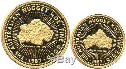 1987 Australia Nugget Proof Issue 1/10 oz & 1/4 oz 2 Pc. Gold Proof Set with Box
