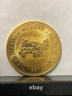 1987 Australia WELCOME STRANGER 1 oz Gold Perth Mint Nugget-EXQUISITE GEM BU