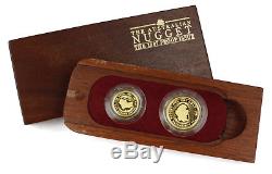 1987 Australian Nugget 2 Coin Gold Proof Set with Sliding Wood Box