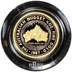 1987-P 1/10 oz Fine Gold Australian Nugget Proof Coin Golden Aussie 1980 #Z823