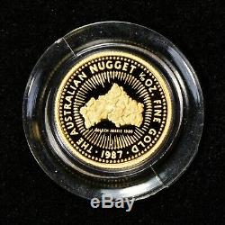 1987-P 1/10 oz Fine Gold Australian Nugget Proof Coin Golden Aussie 1980 #Z823