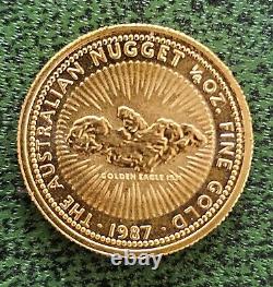 1987 Perth Mint Australia NUGGET GOLDEN EAGLE 1931 1/4 oz. 9999 Gold Coin