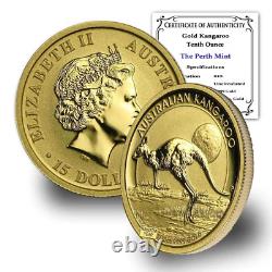 1987 Present (Random Year) P 1/10 Oz Australian Gold Kangaroo Coin Brilliant U