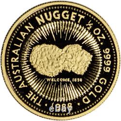 1988 P Australia Gold Nugget Proof 1/2 oz $50 Welcome Gem Proof