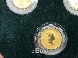 1990 1999 PERTH MINT AUSTRALIAN KANGAROO NUGGET 1/20oz GOLD COIN SET