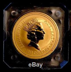 1990. 1oz Australian Gold Kangaroo $100 Coin. 9999 Fine BU