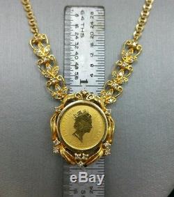 1990 $5 Australian Nugget 1/20 oz Gold Coin 18 Necklace with. 50 Carat Diamonds