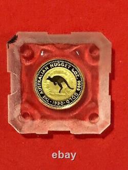 1990 Australia KANGAROO 1/20th oz. 9999 Fine Solid GOLD $5 Coin 1st Year issue