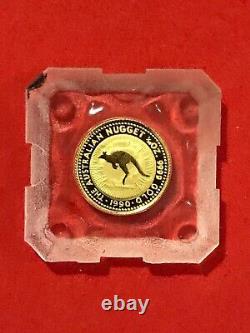 1990 Australia KANGAROO 1/20th oz. 9999 Fine Solid GOLD $5 Coin 1st Year issue