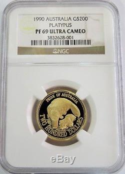1990 Gold $200 Dollar Pride Of Australia Platypus Coin Ngc Proof 69 Ultra Cameo