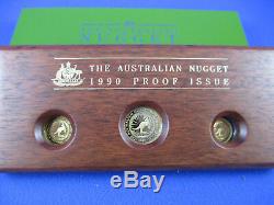 1990 The Australian Nugget Proof Issue Three Coin Set. Declared Mintage 1119
