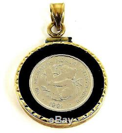 1991 Australian KOALA 1/20 Ounce. 9995 Platinum Coin 14K GOLD Bezel Pendant
